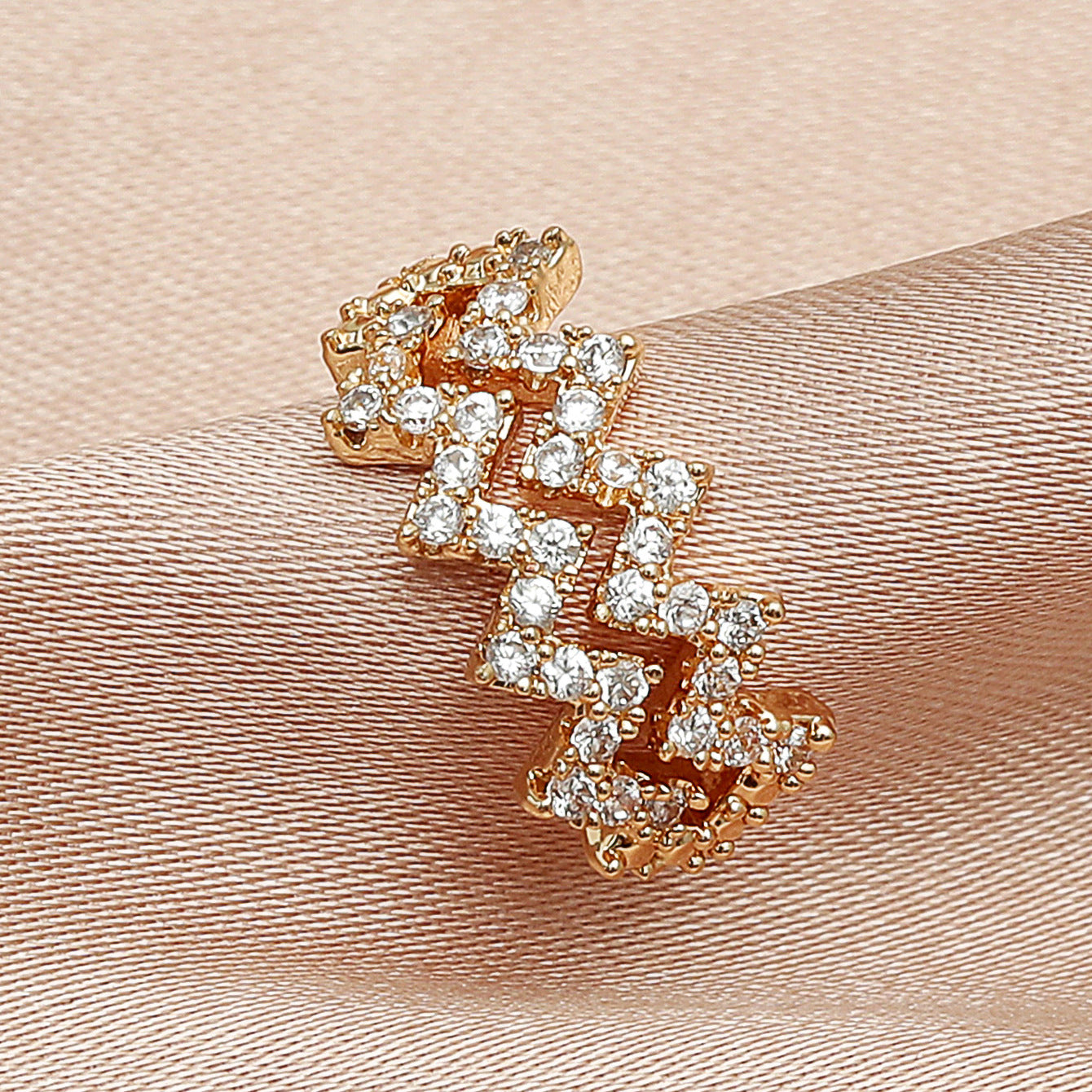 Wholesale Jewelry Diamond Wave Line Copper Ear Clip Nihaojewelry