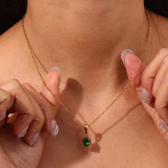 Minimalist Ellipse Geometric Stainless Steel 18K Gold Plated Necklaces