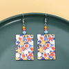 1 Pair Vacation Starfish Shell Printing Arylic Drop Earrings