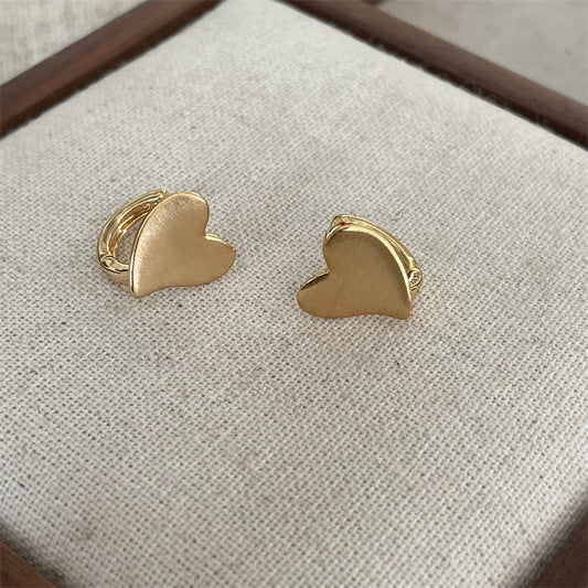 1 Pair Basic Heart Shape Plating Metal Earrings