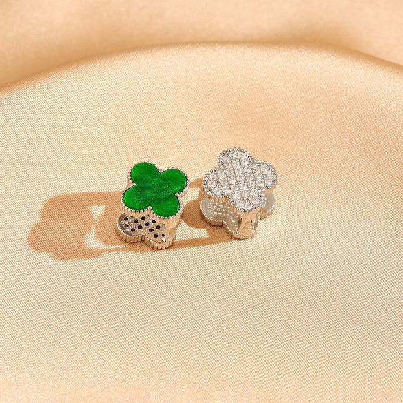 Moderate Luxury Flower Copper Diamond Inlay Stud Earrings