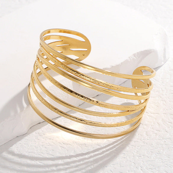 Expressive Stripe Stainless Steel Electroplating Bangles