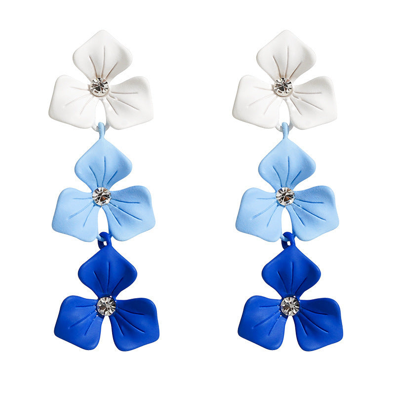 1 Pair Casual Elegant Lady Flower Stoving Varnish Alloy Drop Earrings
