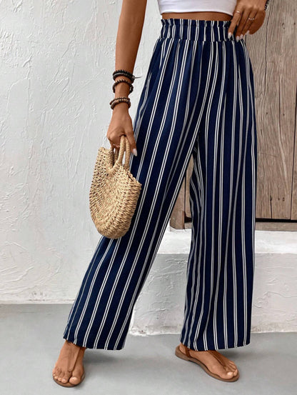 Women's Casual Holiday Daily Simple Style Stripe Full Length Printing Stripe Casual Pants