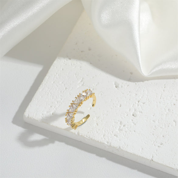 Cross-border new simple light luxury love zircon ring niche temperament Internet celebrity with the same opening adjustable ring