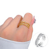 Ins Style Simple Style Lines Copper Zircon Open Ring In Bulk
