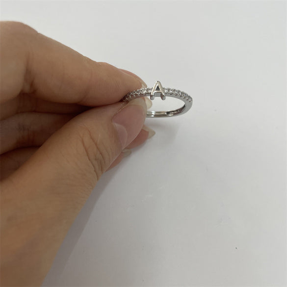 Cross-border new 26 initials micro-inlaid zircon open rings ins style personalized design English letter jewelry