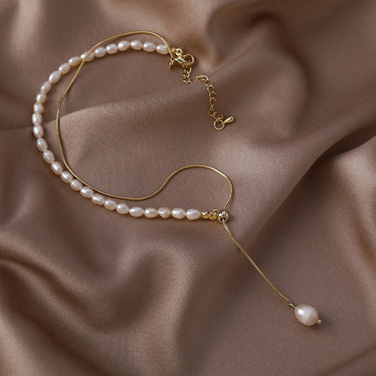 Elegant Geometric Pearl Copper Plating Pendant Necklace