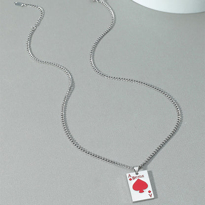 Nihaojewelry Punk Style Playing Cards Spades Pendant Necklace Wholesale Jewelry