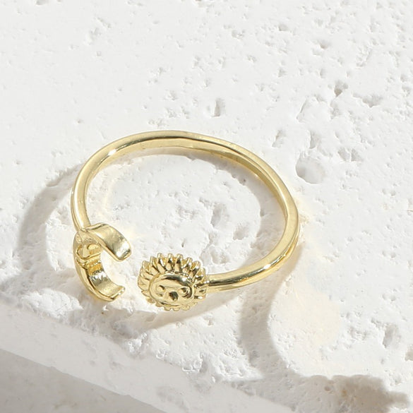 hot sale opening sun moon daisy ring literary niche design sense light luxury personality simple ring