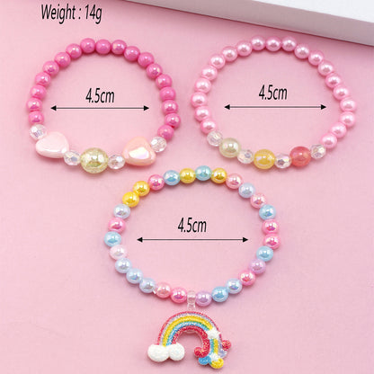 Fashion Rainbow Heart Shape Arylic Kid's Bracelets