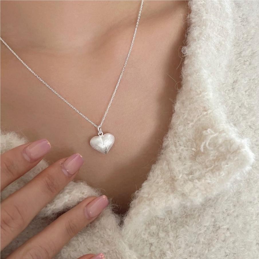 Wholesale Simple Style Heart Shape Sterling Silver Pendant Necklace
