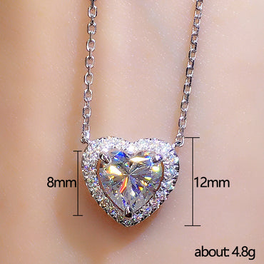 Copper Elegant Lady Simple Style Inlay Heart Shape Zircon Pendant Necklace