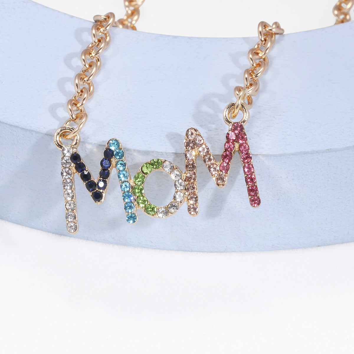 MAMA Letter Alloy Plating Inlay Rhinestones Mother'S Day Women's Necklace