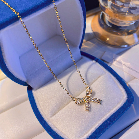 Korean version ins wind titanium steel necklace for girls' high-end sense versatile niche pearl collarbone chain pendant with jewelry wholesale