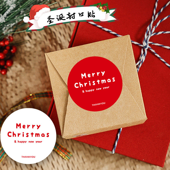 explosion Merry Christmas sticker English letter rectangular airplane box sealing sticker gift decorative sticker