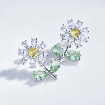 Super Flash High Carbon Diamond Small Daisy Small Flower Earrings Chrysanthemum Earrings