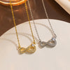Number Letter Text Titanium Steel 18K Gold Plated Necklaces
