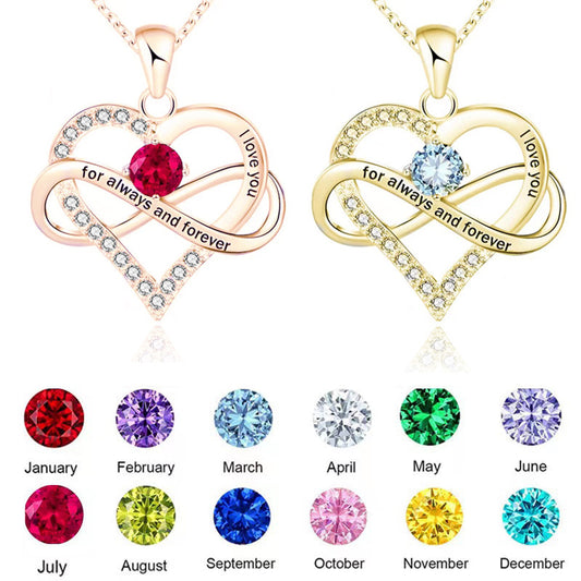 1 Piece Fashion Heart Shape Alloy Plating Rhinestones Birthstone Women's Pendant Necklace