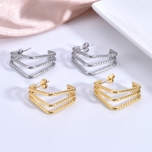 1 Pair Basic Classic Style Geometric Plating Stainless Steel Earrings