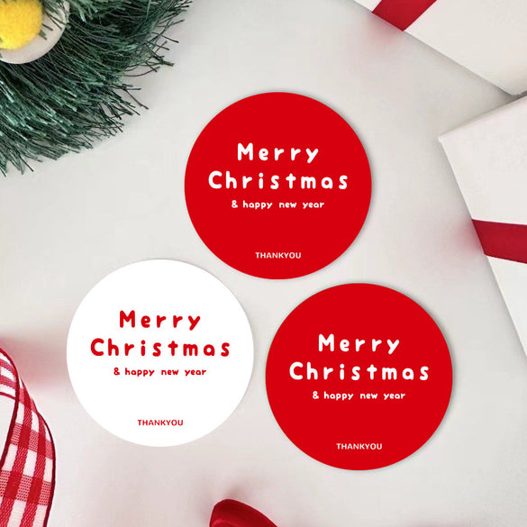 explosion Merry Christmas sticker English letter rectangular airplane box sealing sticker gift decorative sticker