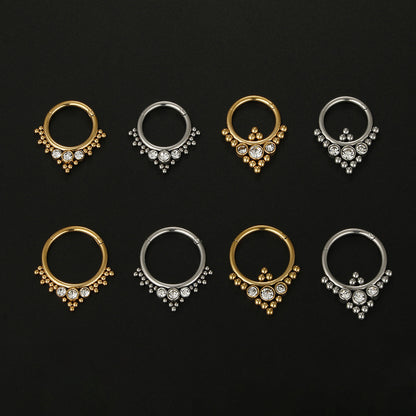 Simple Style Round Stainless Steel Inlay Rhinestones Nose Ring
