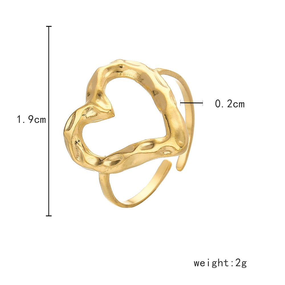 Simple Style Star Heart Shape Stainless Steel Plating Open Ring 1 Piece