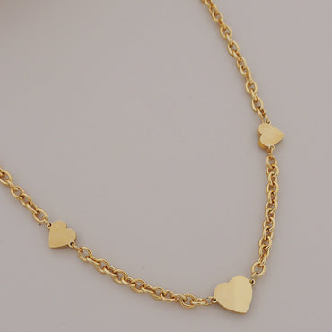 Women's Sweet Heart Shape Stainless Steel Necklace Plating Zircon Stainless Steel Necklaces