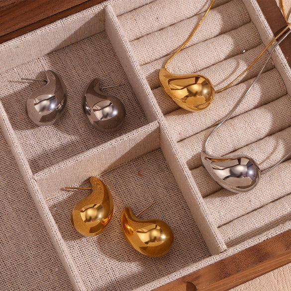 Fashion Ellipse Geometric Stainless Steel 18K Gold Plated Necklaces