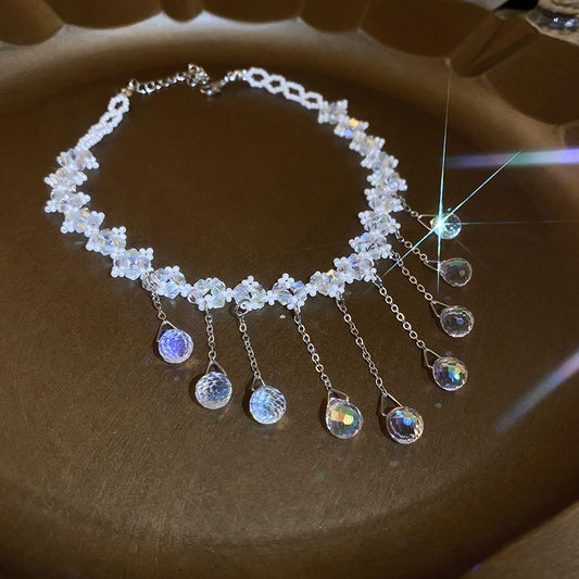 Elegant Shiny Water Droplets Tassel Crystal Women's Choker