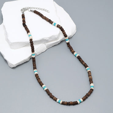 Vacation Geometric Turquoise Coconut Shell Beaded Men's Necklace