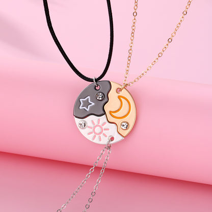 Cute Sweet Geometric Letter Heart Shape Alloy Plating Inlay Rhinestones Kid'S Pendant Necklace