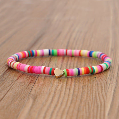 Bohemian Style Color Elastic Rope Heart Bracelet