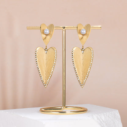 1 Pair Casual Exaggerated Heart Shape Plating Stainless Steel Drop Earrings