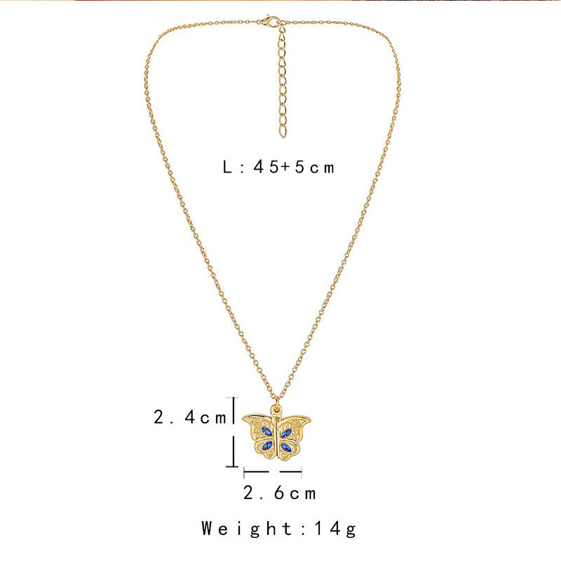 Fashion Letter Butterfly Alloy Inlay Women's Pendant Necklace 1 Piece