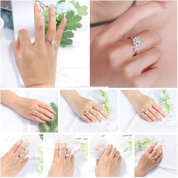 Fashion Flower Copper Plating Zircon Open Ring