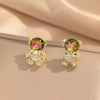 Moderate Luxury Flower Copper Diamond Inlay Stud Earrings