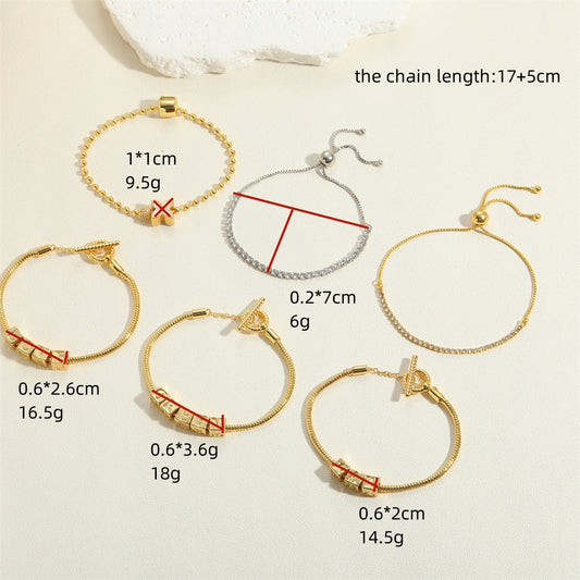 The new English letter LOVE design bracelet copper plated 14K real gold four-leaf clover bracelet is simple and versatile