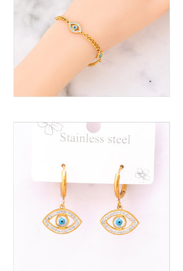 Modern Style Eye Titanium Steel Plating Bracelets Earrings Necklace