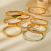 IG Style Ellipse Circle Round Stainless Steel Diamond Inlay Bangles