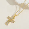 Cross-border hot-selling wild retro color zircon cross pendant necklace women's personalized design O-word chain clavicle chain
