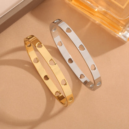 Simple Style Star Titanium Steel Plating Hollow Out Bangle