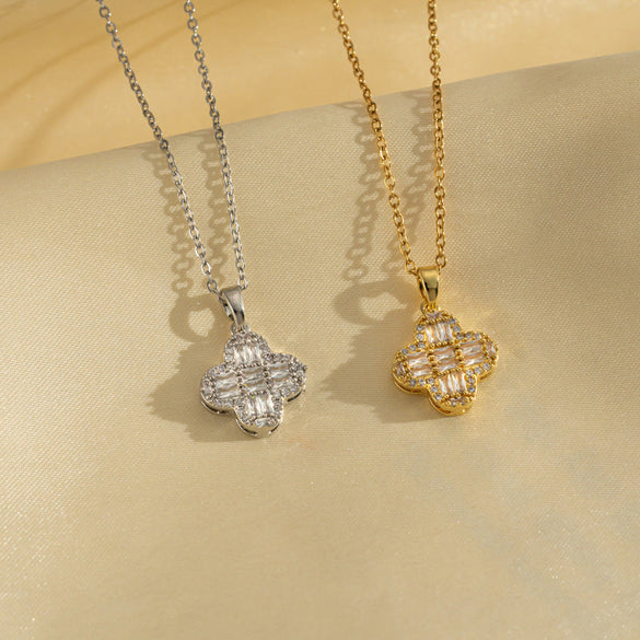 Quadrilateral Geometric Titanium Steel Electroplating Necklaces