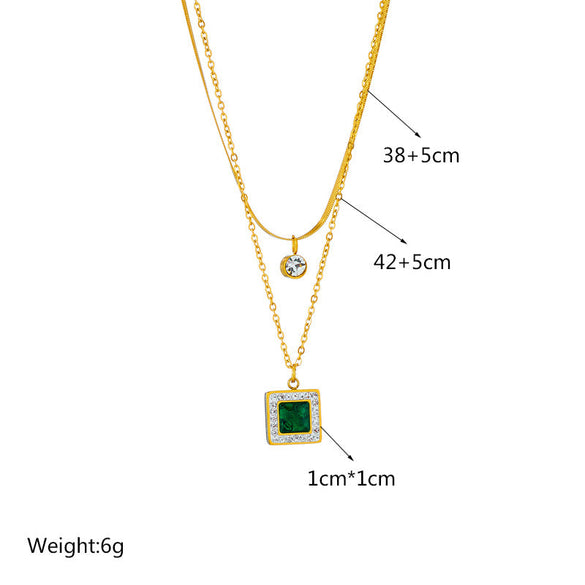 Fashion Women Square Chain Titanium Steel Electroplating Jewelry Sets