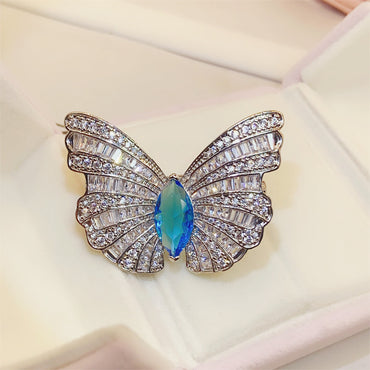 Elegant Animal Insect Butterfly Copper Inlay Artificial Gemstones Women's Brooches
