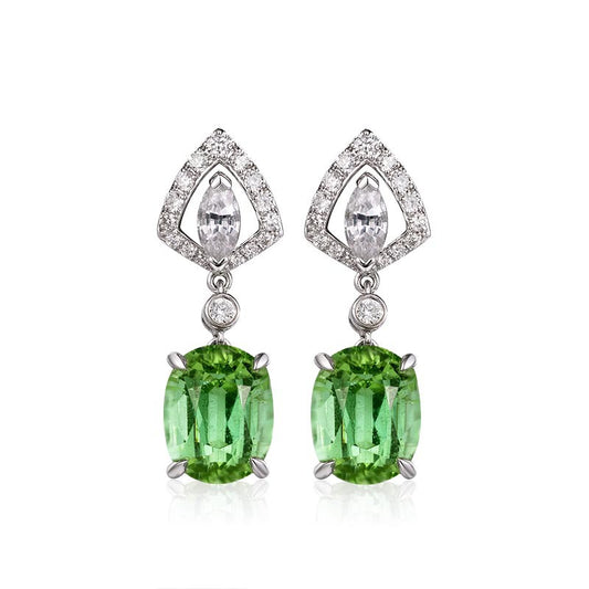 New Imitation Green Tourmaline Fashion Small Apple Pendant Copper Earrings