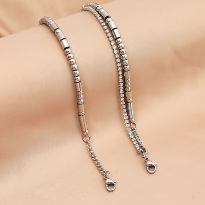 Stainless Steel Simple Style Classic Style Letter Inlay Zircon Bracelets