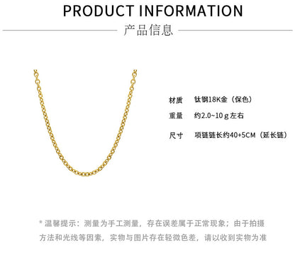 Simple Titanium Steel Plated 18k Gold Jewelry Bare Chain Necklace