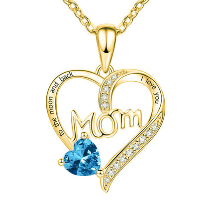 Mama Heart Shape Alloy Plating Artificial Diamond Mother's Day Women's Pendant Necklace