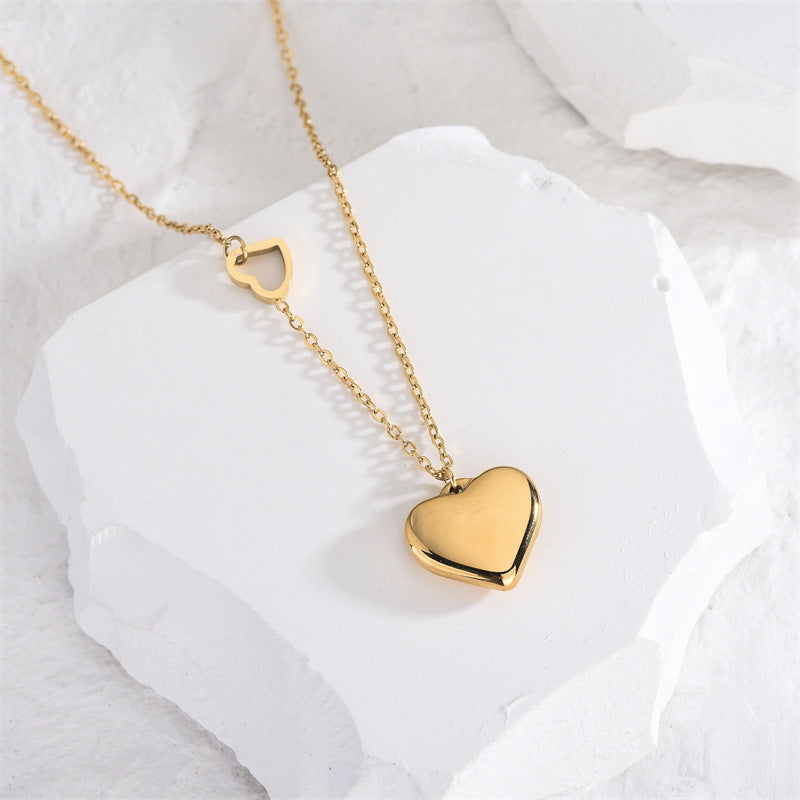 Fashion Heart Shape Titanium Steel Plating Pendant Necklace 1 Piece
